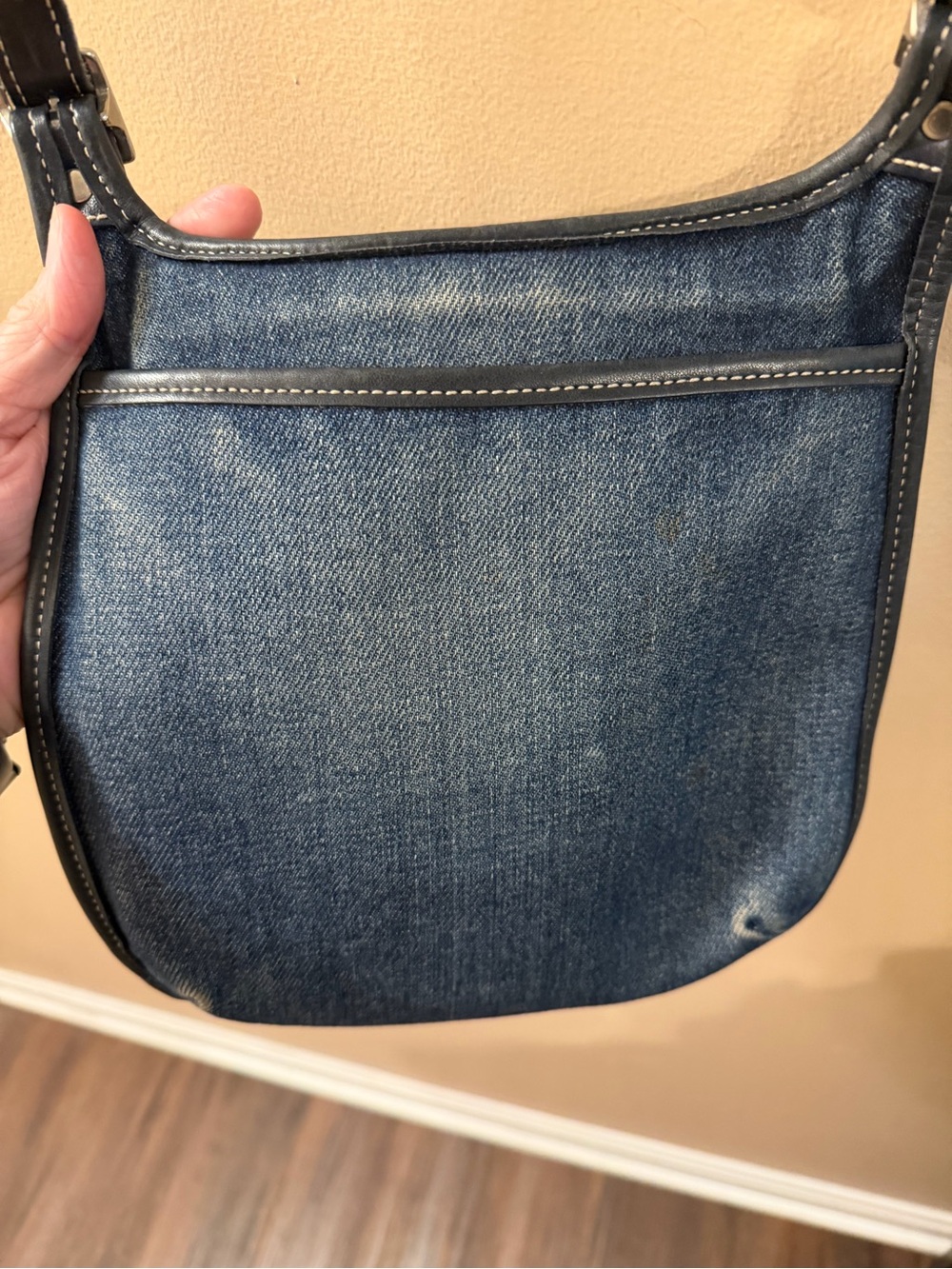 COACH Y2K Vintage Blue Denim Slim Hippie Flap Crossbody Bag 8114 EUC RARE - Picture 2 of 11